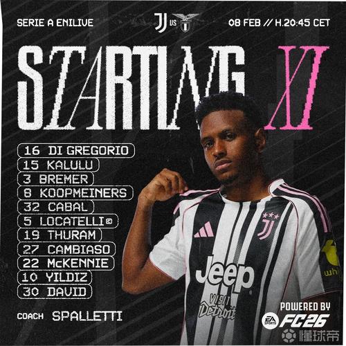 尤文vs比萨首发：戴维、伊尔迪兹先发，孔塞桑、图拉姆出战