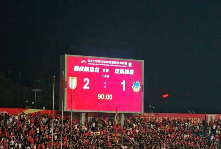 铜梁龙击败三镇赛后，李镇全和向余望在场边与球迷一同庆祝胜利