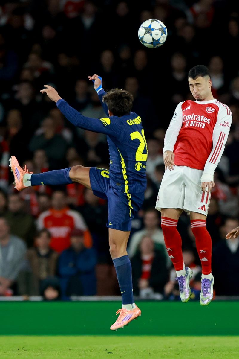 半决赛对阵，阿森纳队史3次与马竞交锋，双方各自1胜1平1负